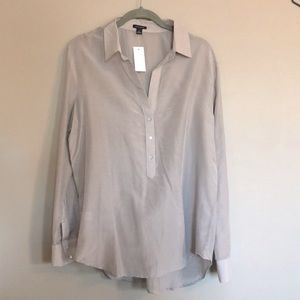 Ann Taylor silk/cotton blend light gray tunic. size large. New with tags
